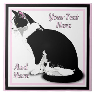 Zwart en Wit Tuxedo Kat Persoonlijk Tegeltje