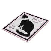 Zwart en Wit Tuxedo Kat Persoonlijk Tegeltje (Zijkant)