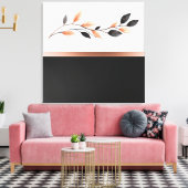 Zwart en wit tweekleurig met bladontwerp canvas afdruk (Insitu (Woonkamer))