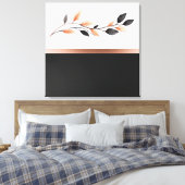 Zwart en wit tweekleurig met bladontwerp canvas afdruk (Insitu (Slaapkamer))