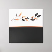 Zwart en wit tweekleurig met bladontwerp canvas afdruk (Voorkant)