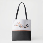 Zwart en wit two-tone met bladontwerp tote bag (Voorkant)