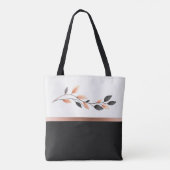 Zwart en wit two-tone met bladontwerp tote bag (Achterkant)