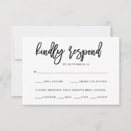 Zwart en wit typografie | Maaltijdkeuze RSVP Kaartje