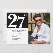 Zwart en Wit uitnodigingen voor 27e verjaardag (Voorkant)