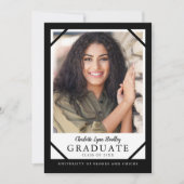 Zwart en Wit Uniek Afstudeer Uitnodigingskaart Kaart (Voorkant)