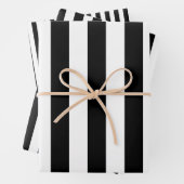 Zwart en Wit Verschillende Grootte Verticale Strep Inpakpapier Vel (In situ)