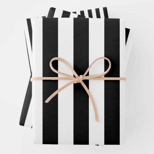 Zwart en Wit Verschillende Grootte Verticale Strep Inpakpapier Vel (In situ)