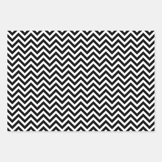 Zwart en Wit Verschillende Maten Chevron Inpakpapier Vel (Voorkant 3)
