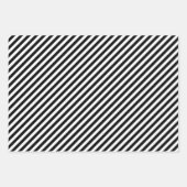 Zwart en Wit Verschillende Maten Diagonale Strepen Inpakpapier Vel (Voorkant 3)