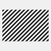 Zwart en Wit Verschillende Maten Diagonale Strepen Inpakpapier Vel (Voorkant 2)
