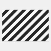 Zwart en Wit Verschillende Maten Diagonale Strepen Inpakpapier Vel (Voorkant)