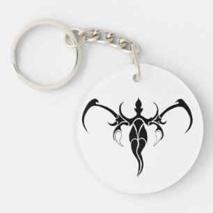 Zwart en wit versierde stam Olifant Mandala Sleutelhanger