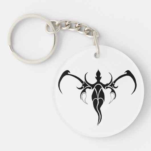 Zwart en wit versierde stam Olifant Mandala Sleutelhanger (Voorkant)