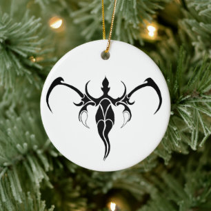 Zwart en wit versierde stamolifantmandala keramisch ornament