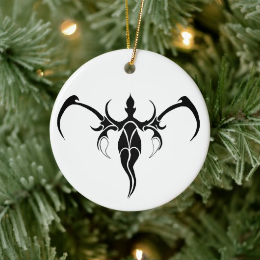 Zwart en wit versierde stamolifantmandala keramisch ornament (Boom)