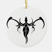 Zwart en wit versierde stamolifantmandala keramisch ornament (Voorkant)