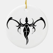 Zwart en wit versierde stamolifantmandala keramisch ornament (Achterkant)