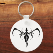 Zwart en wit versierde stamolifantmandala sleutelhanger (Achterkant)