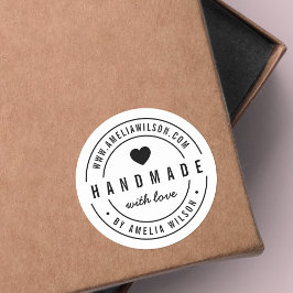 Zwart en Wit Vet Handgemaakt Met Liefdeshart Ronde Sticker