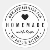 Zwart en Wit Vet Zelfgemaakt Met Liefdeshart Ronde Sticker (Voorkant)