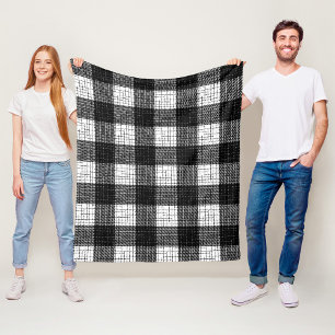 Zwart en wit vetgedrukt geruit plaid ontwerp fleece deken