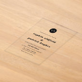 Zwart en Wit Vette Cursive Typografie Trouwfeest Acryl Uitnodigingen (Laagn)