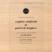 Zwart en Wit Vette Cursive Typografie Trouwfeest Acryl Uitnodigingen (Voorkant)