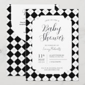 Zwart en Wit Vierkant Argyle Geslacht Neutraal Kaart (Voorkant / Achterkant)