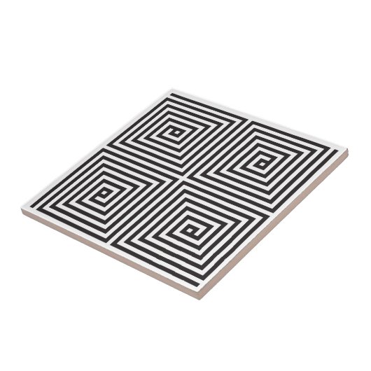 Zwart en wit vierkant naadloos geometrisch patroon tegeltje (Zijkant)