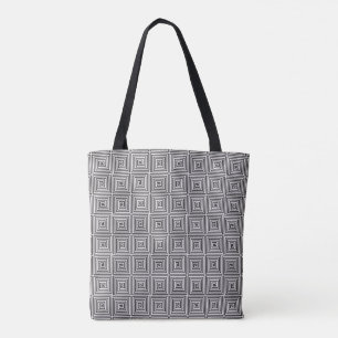 Zwart en wit vierkant naadloos geometrisch patroon tote bag