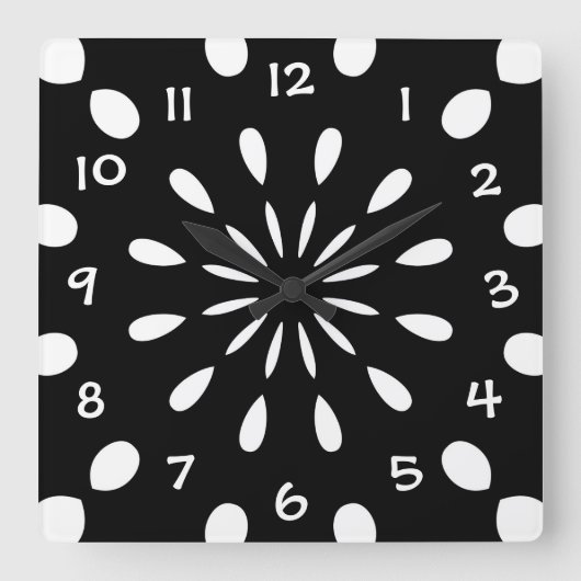 Zwart en wit vierkante klok (Voorkant)