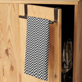 Zwart en wit vintage chevron strepen nieuw theedoek