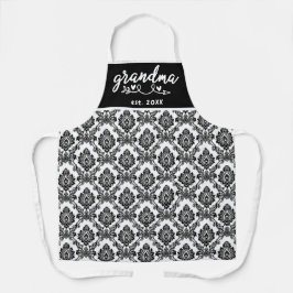 Zwart en wit vintage damast patroon Oma Est Schort