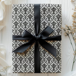 Zwart en wit vintage damastpatroon cadeaupapier