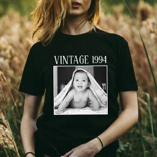Zwart En Wit Vintage Foto & Jaar Verjaardag T-shirt