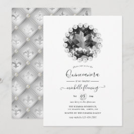 Zwart en wit vintage Quinceañera uitnodiging