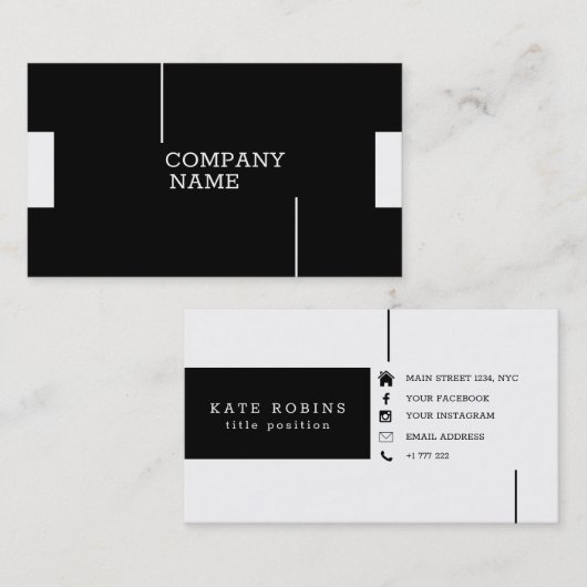 Zwart en wit visitekaartje (Voorkant / Achterkant)