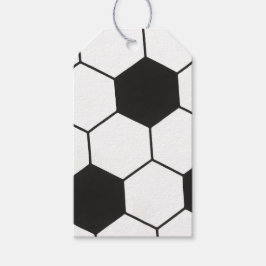 Zwart en Wit Voetbal Patroon Geometrisch Cadeaulabel
