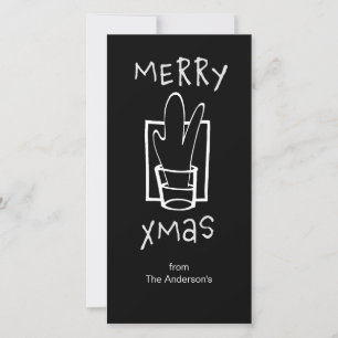 Zwart en wit vrolijk Kerstmis Feestdagenkaart