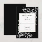 Zwart En Wit Waterverf Loof Goud RSVP Kaartje (Voorkant / Achterkant)
