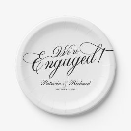Zwart En Wit We Zijn Verloofd Verloving Feest Papieren Bordje