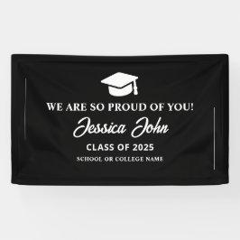 Zwart en wit We zijn zo trots op je afstuderen Spandoek