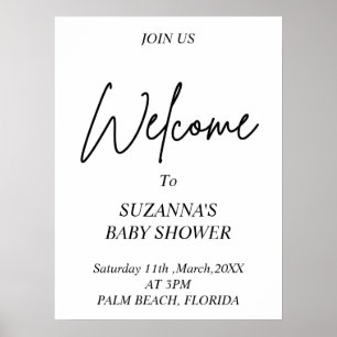 ZWART EN WIT  WELKOM Baby Shower Poster