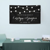 Zwart en wit | Whimsical Fairy Lights Wedding Spandoek (Beurs)