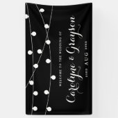 Zwart en wit | Whimsical Fairy Lights Wedding Spandoek (Verticaal)