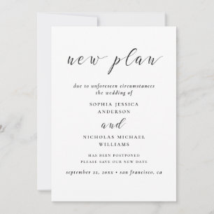 Zwart en wit Wijzig de datum. Modern Nieuw plan Save The Date