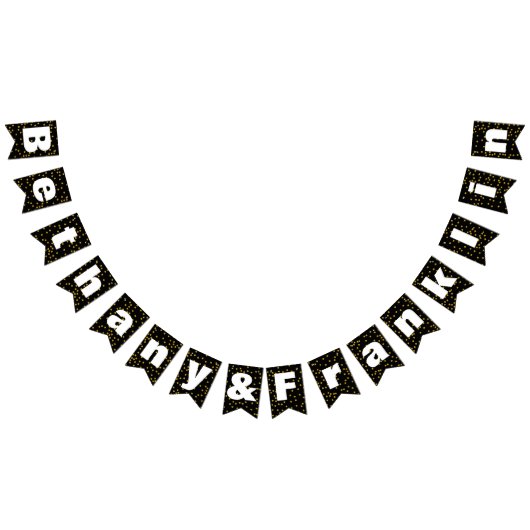 Zwart en wit willekeurig gouden stippenpatroon bru vlaggetjes (Alle)