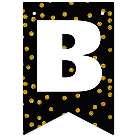 Zwart en wit willekeurig gouden stippenpatroon bru vlaggetjes (Eerste vlag)