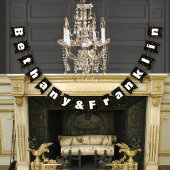 Zwart en wit willekeurig gouden stippenpatroon bru vlaggetjes